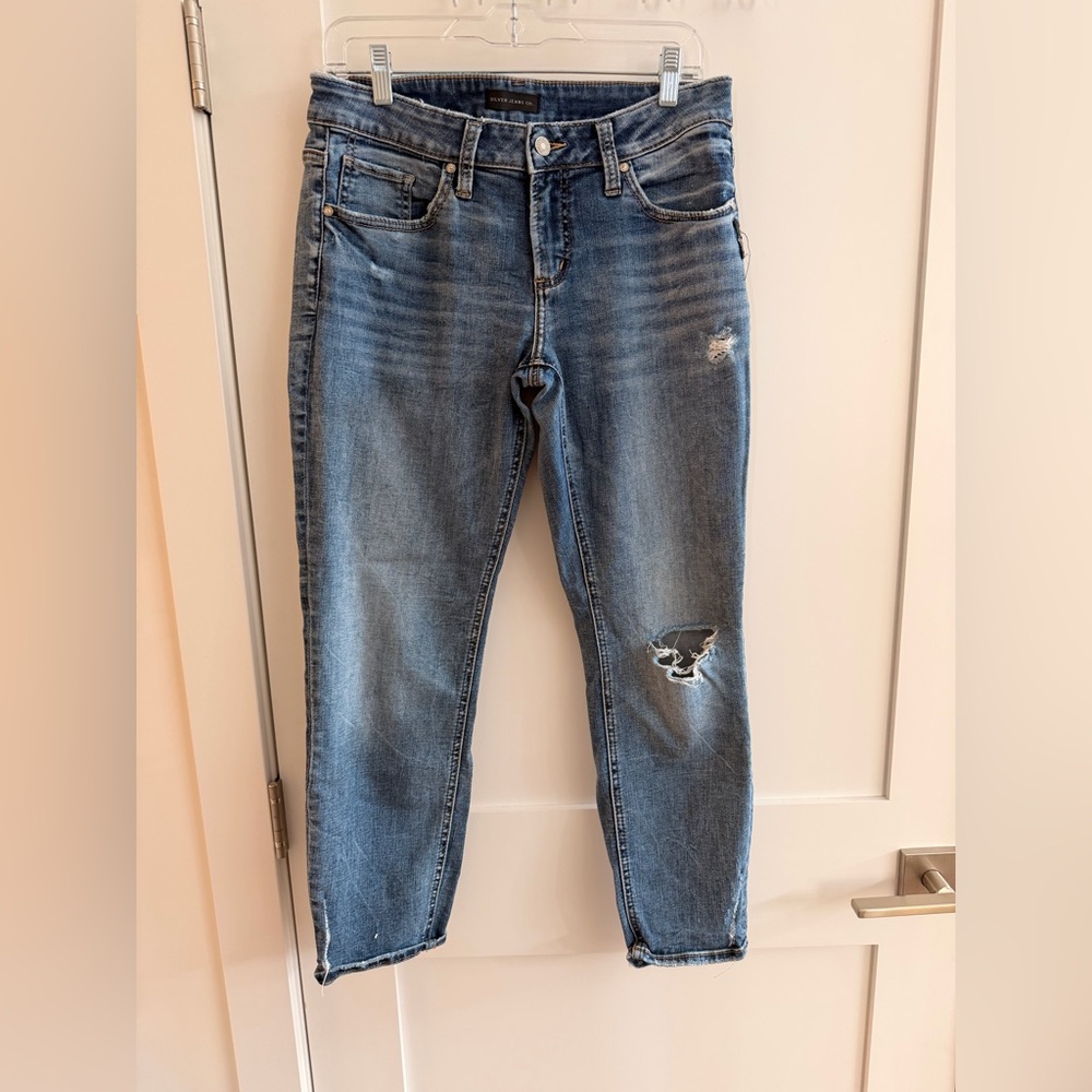 Silver Jeans Women's Light-Mid Blue Boyfriend Jeans
